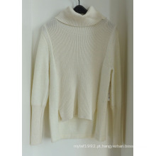 Manga comprida turtleneck pullover mulheres camisola